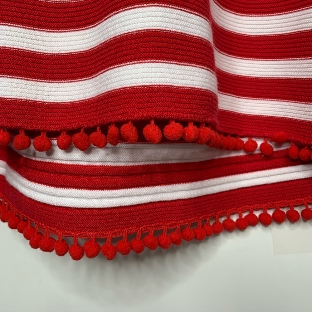 Soft Surroundings Vista Pom Pom Pullover Sweater XL Petite Red White Stripe - Picture 6 of 7